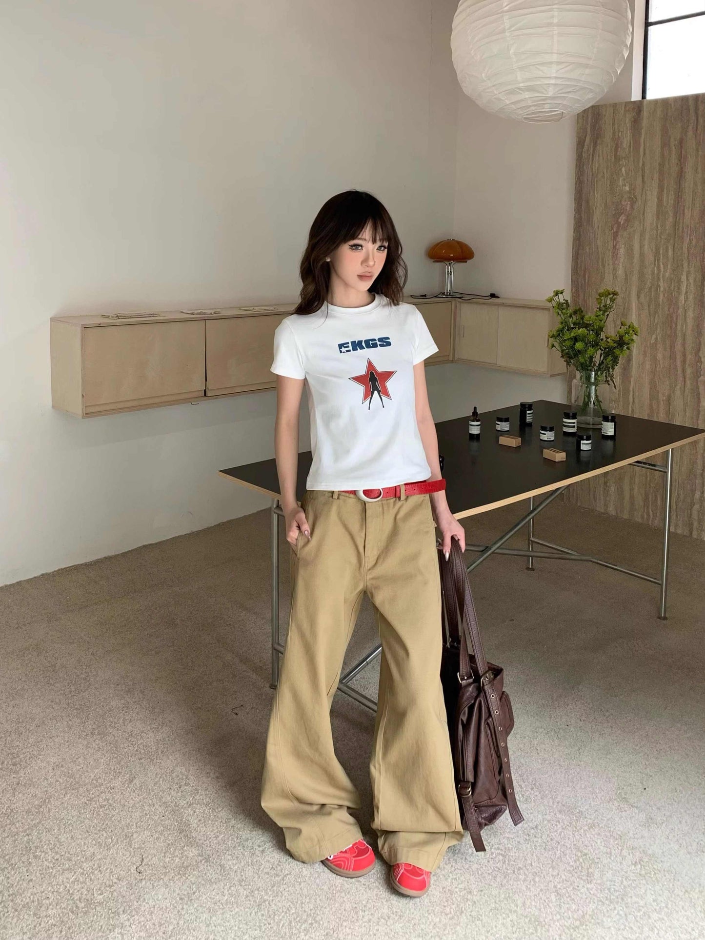 XINGX Printed Short-sleeved T-shirt Women's Short Top
