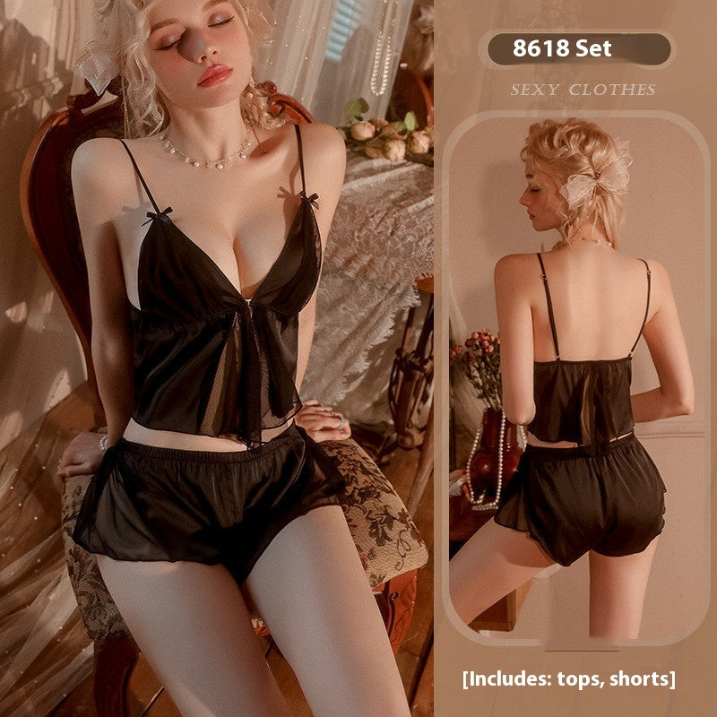Underwear Sling Deep V Pajamas Front Buckle