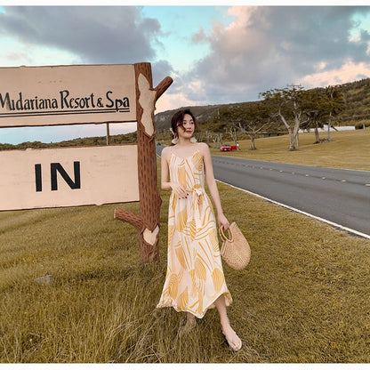 Lace-up Long-sleeved Waist-cinching Maxi Dress