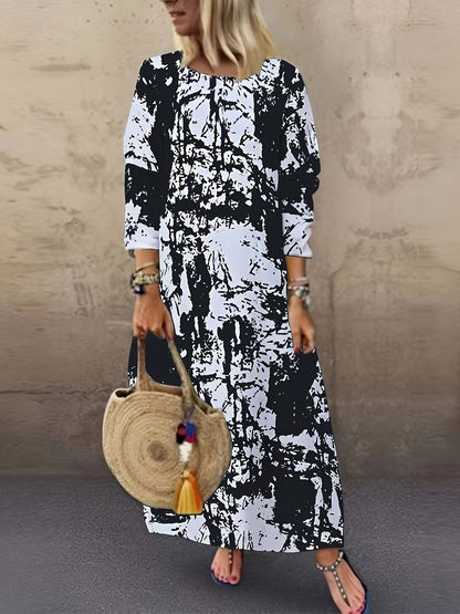 Arrival Long Crew-Neck  Printed Long-Sleeve Womens Dress