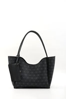 Monogram Black Faux Leather Hand And Shoulder Bag