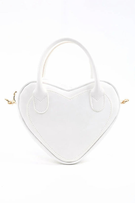 White Heart Faux Leather Bag
