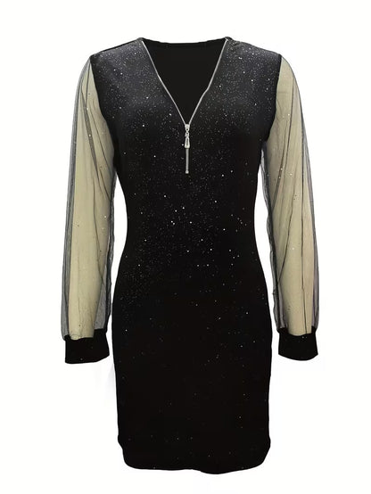 Women's V-neck Sparkling Dress