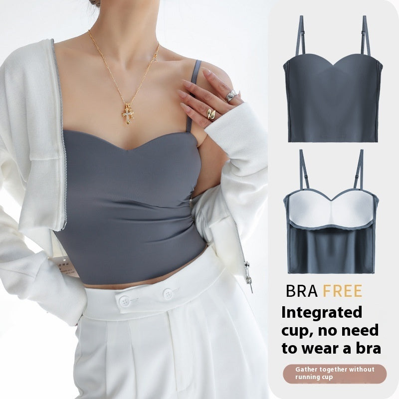 Women's Inner Anti-exposure Underwear Bra With Chest Pad Summer Thin