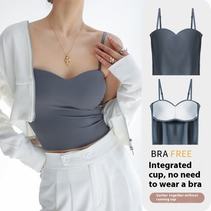 Women's Inner Anti-exposure Underwear Bra With Chest Pad Summer Thin