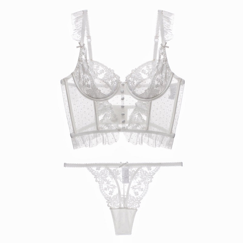 New Ladies French Thin Underwear Embroidered Lace Suit