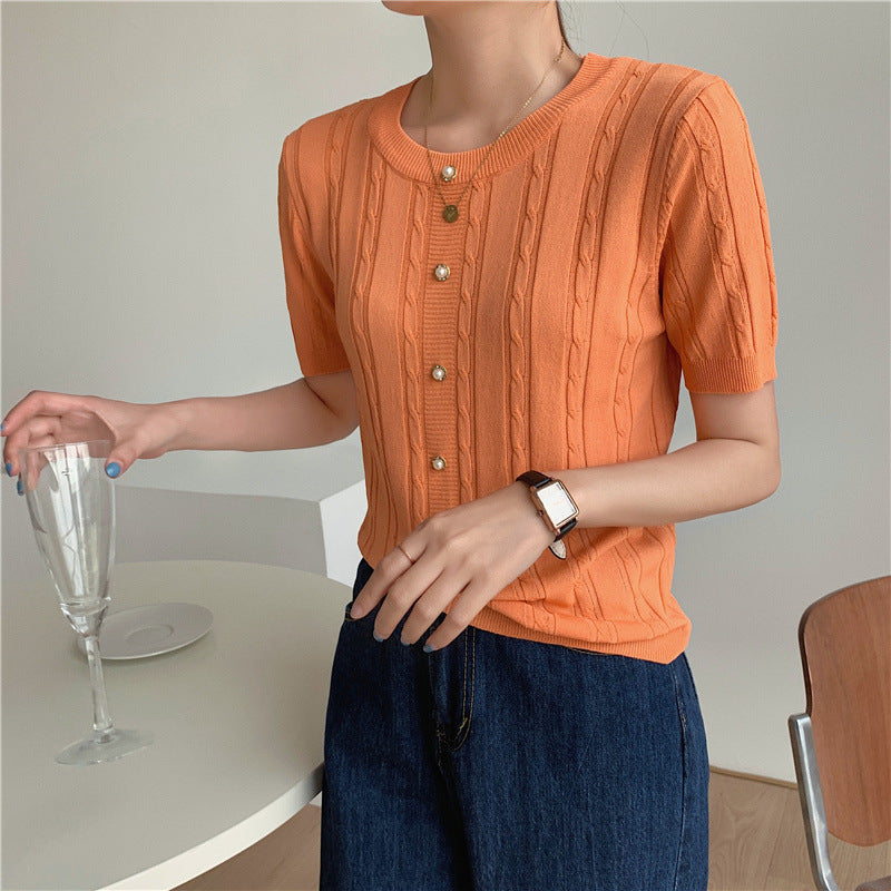 Slim-fit Base Ice Silk Short-sleeved T-shirt Pin Top