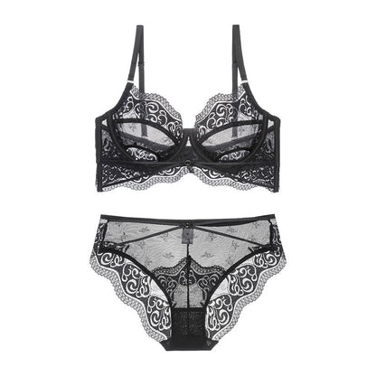 Women's Ultra-thin Lace Underwear Showing Small Breasts