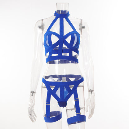 Women's Skinny Hollow-out Ribbon Matching Underwear Suit