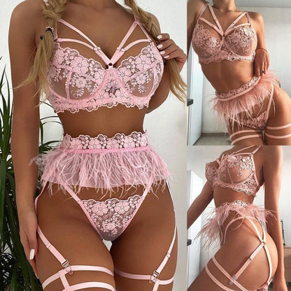 Ladies Three-dimensional Embroidery Mesh Ultra-thin Underwear