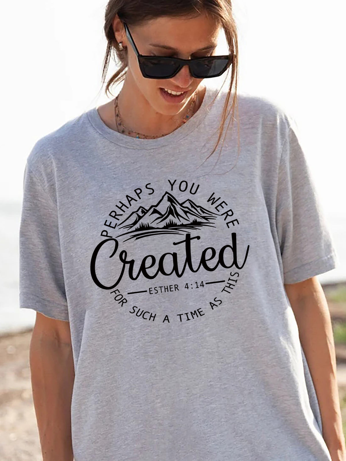 Women's Casual Round Neck Slogan Printed Short Sleeve
