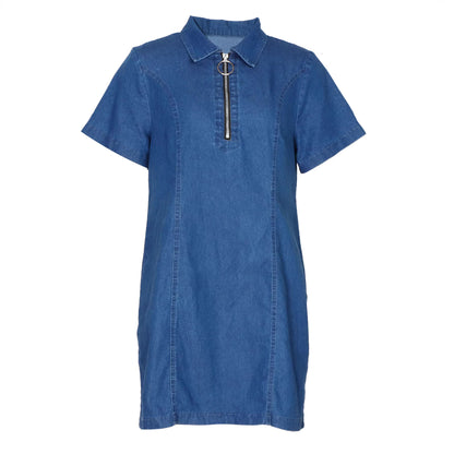 Womens Denim Dress With A Notch Lapel