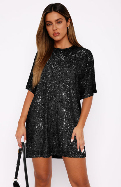 V Neck Sequin Skirt Set A Loose Elegant And Refined Dress