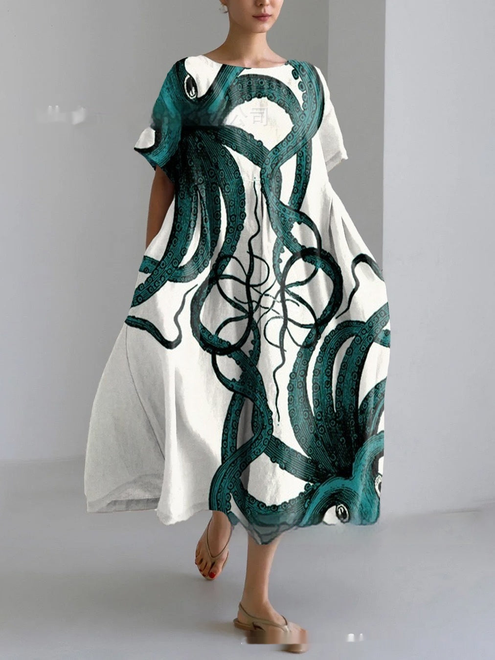 3D Fashion Womens Plus-size Elegant Short-sleeve Dress