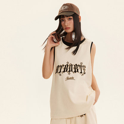 Fake Sports Vest Casual Letter Embroidered Loose Top