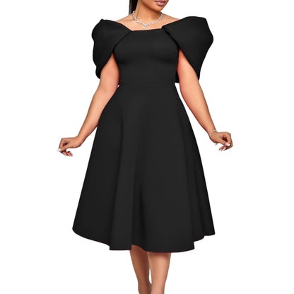 Womens Solid-Color Casual Chic Dress