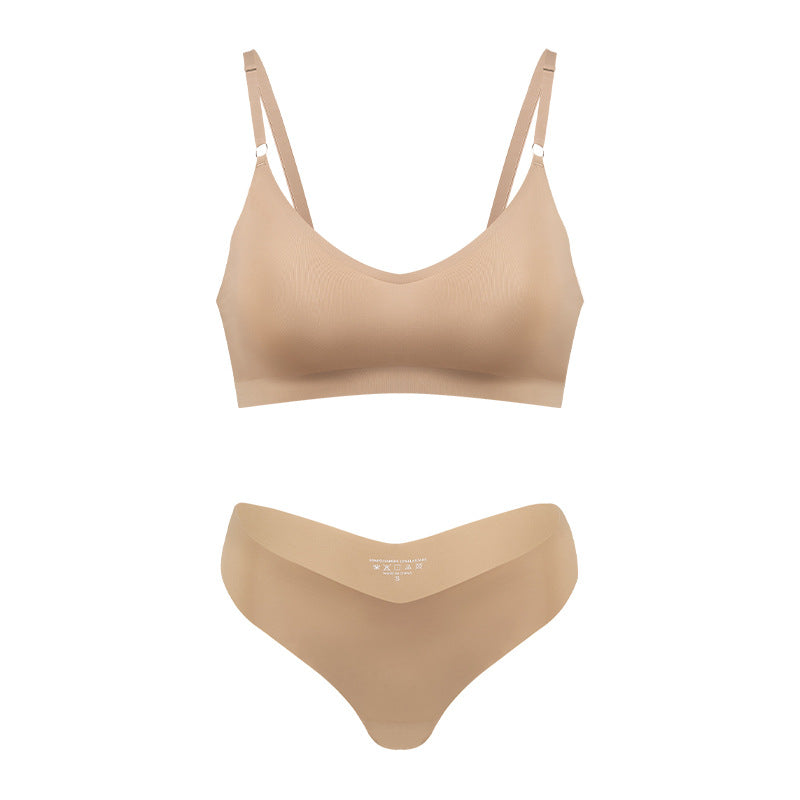 Plus Size V-neck Underwear Suit Women's No Steel Ring Seamless