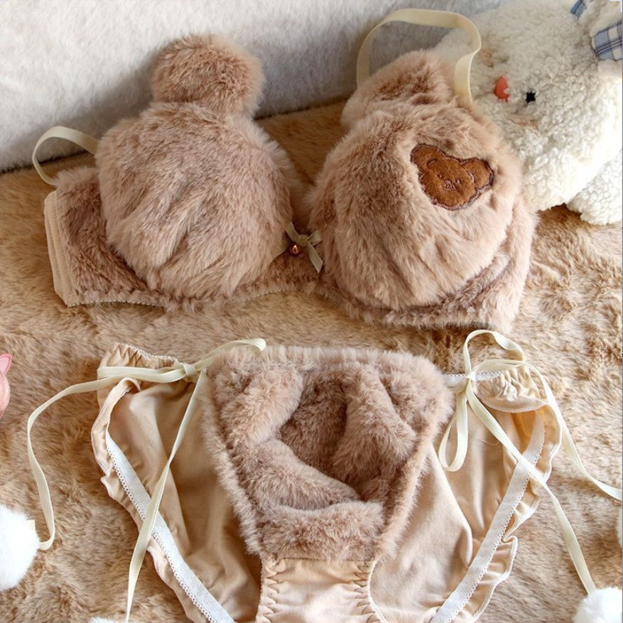 Girl's Underwear Cute Cartoon Bear Bra Set