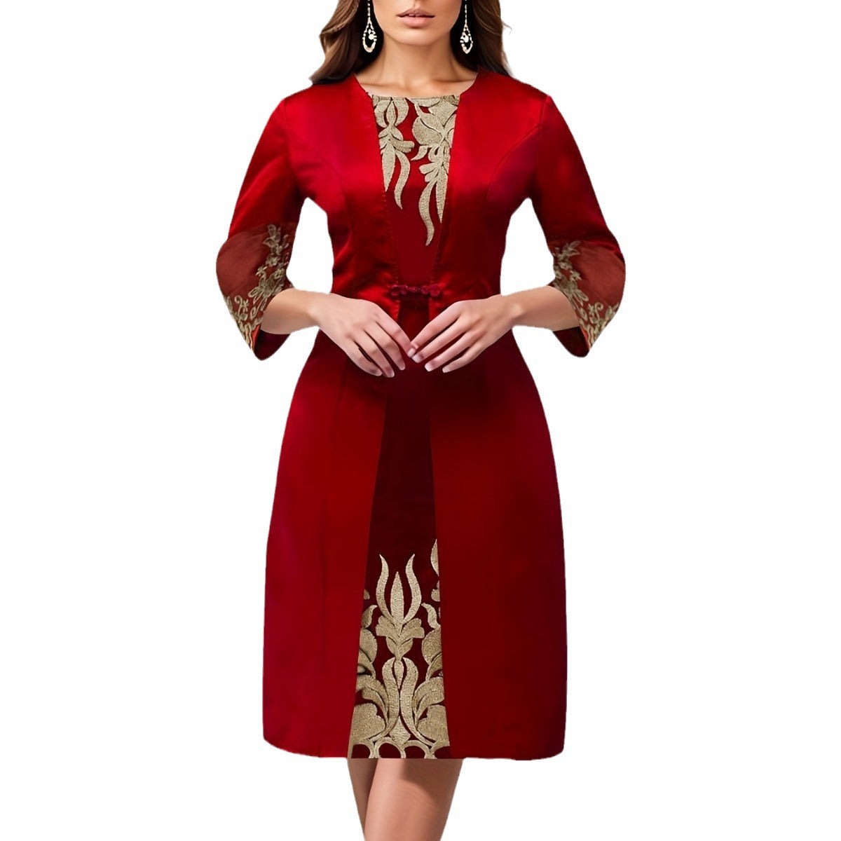 Womens Plus-Size Lace Patchwork Dress