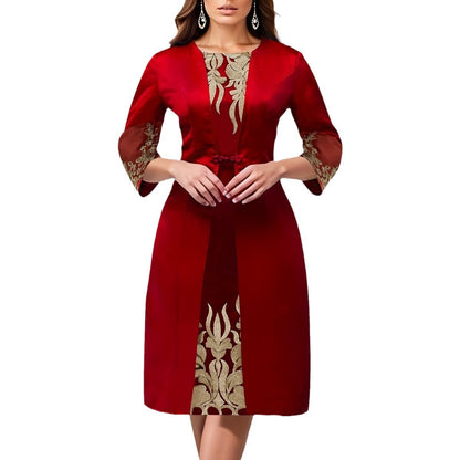 Womens Plus-Size Lace Patchwork Dress