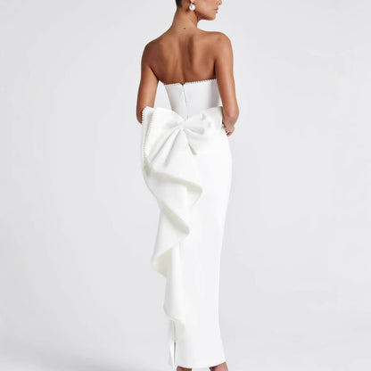 Elegant High-end Womens Solid-color Sleeveless Tube Dress