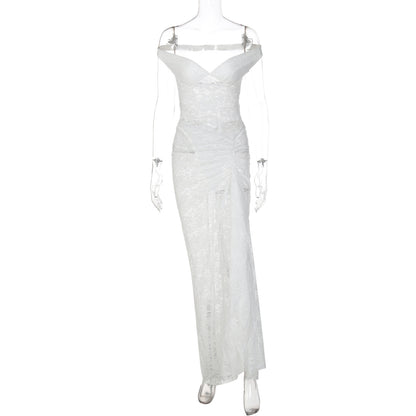Seamless Ring-shoulder Backless Jumpsuit And Maxi Dress Set For Women