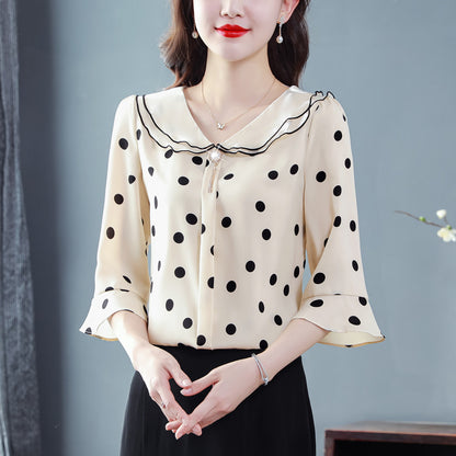 Design Doll Collar Shirt Three-quarter Sleeve Western Style Top