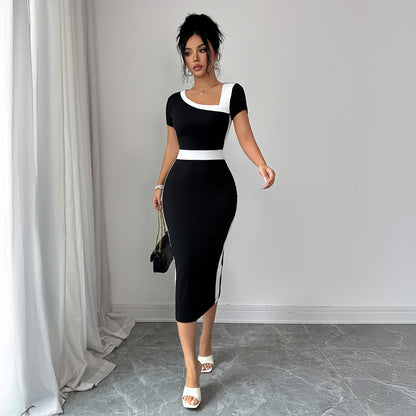 Ladies' Exquisite Color Matching A-line Dress