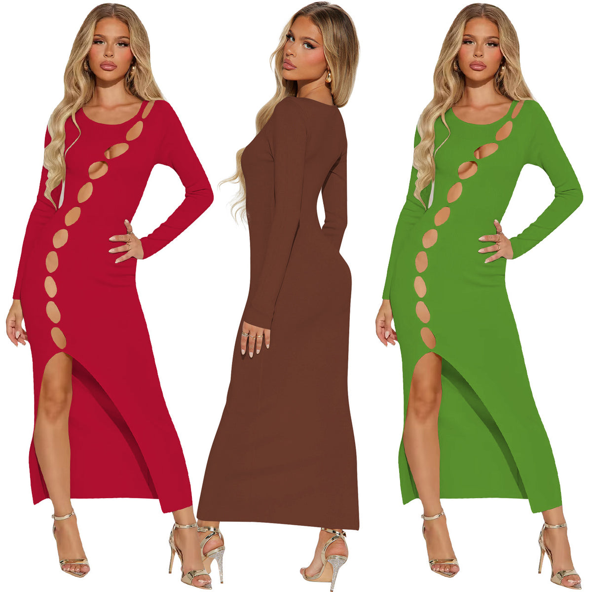 Womens Cut-Out Slit And Hollowed-Out Dress