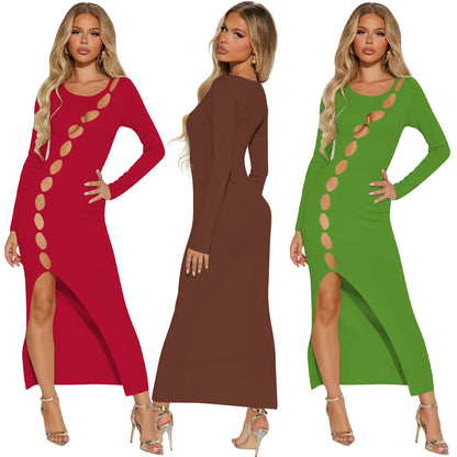 Womens Cut-Out Slit And Hollowed-Out Dress