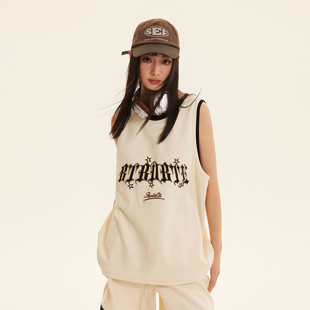 Fake Sports Vest Casual Letter Embroidered Loose Top