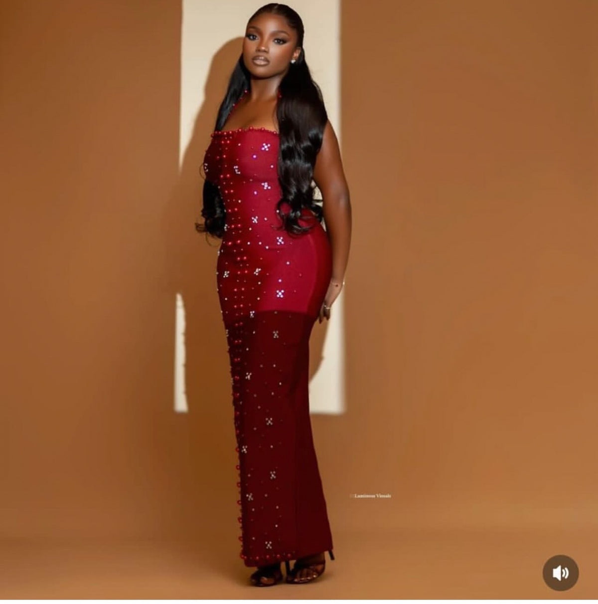 New Elegant Off-the-shoulder Halterneck Dress With Rhinestone Detailing