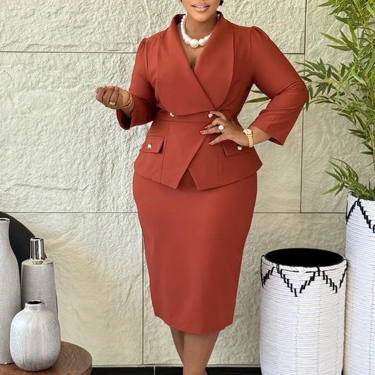 Womens Elegant Solid Color African Bodycon Dress