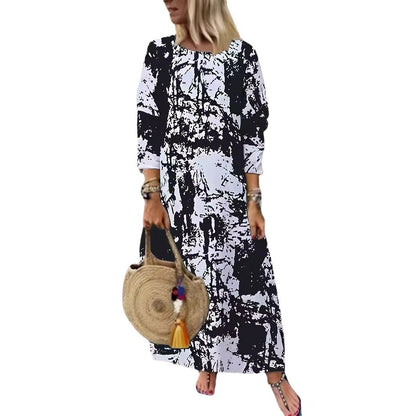 Arrival Long Crew-Neck  Printed Long-Sleeve Womens Dress