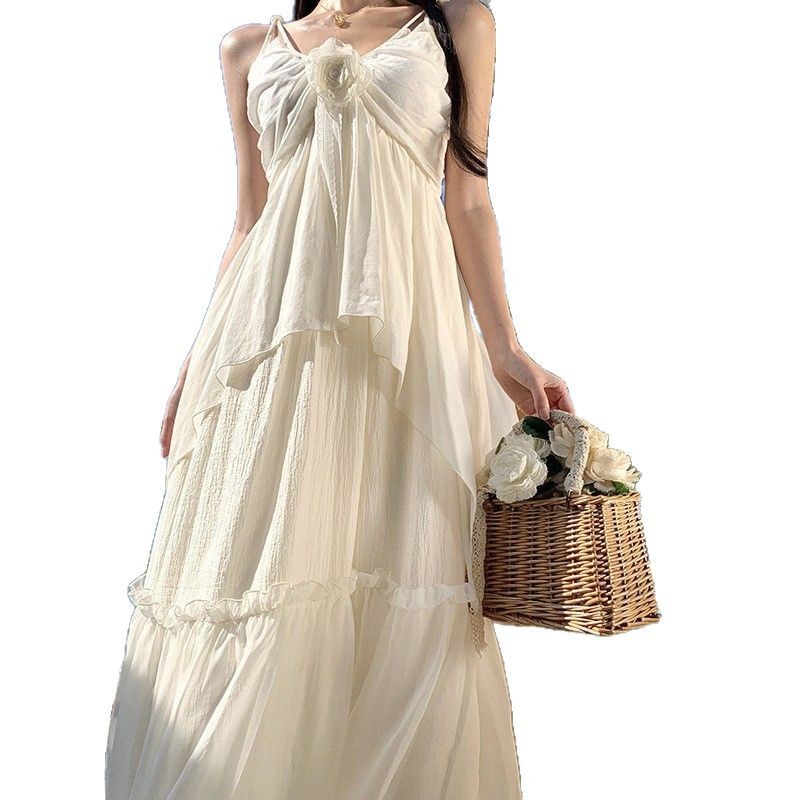 Dopamine Apricot Camisole Dress Womens Wear