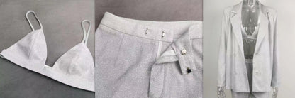 Glitter Suit Jacket Underwear Straight Leg Pants Suit