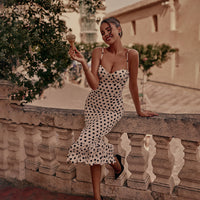 Polka-dot Ruffled Hem Slip Dress