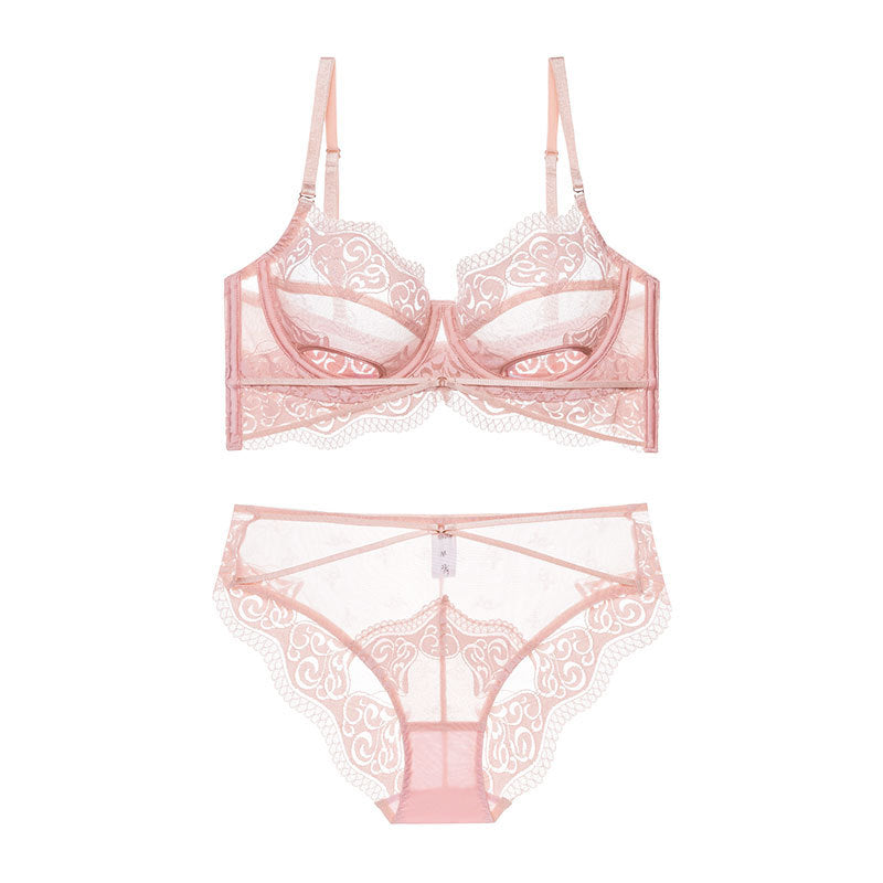 Women's Ultra-thin Lace Underwear Showing Small Breasts