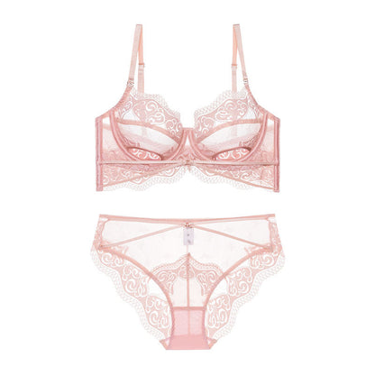Women's Ultra-thin Lace Underwear Showing Small Breasts