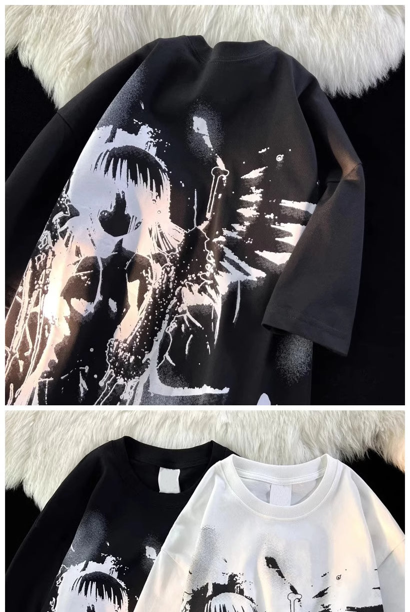 Splash-ink Angel Cotton Short-sleeved T-shirt Men's And Women's Loose Top
