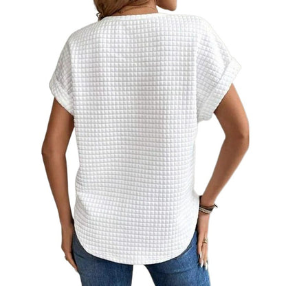 Solid Color Crew-neck Batwing Sleeve Shirt Top