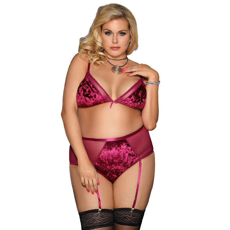 European And American Plus Size Underwear Three-point Bra Garter Set