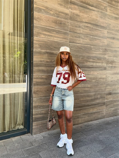 Women's Casual Loose Street Printed V-neck Short Sleeve