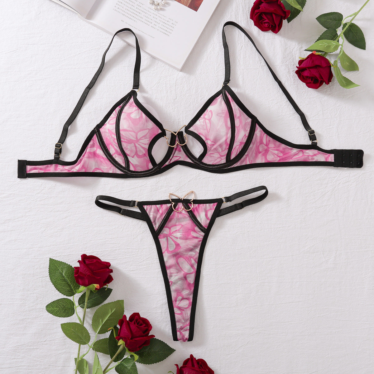 Butterfly Decoration Underwear Two-piece Female
