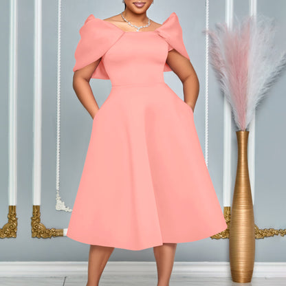 Womens Solid-Color Casual Chic Dress