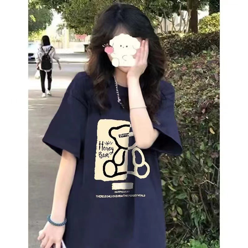 Bear Cotton Short Sleeve Loose Casual