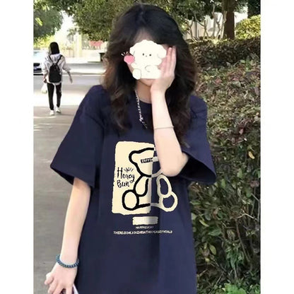Bear Cotton Short Sleeve Loose Casual