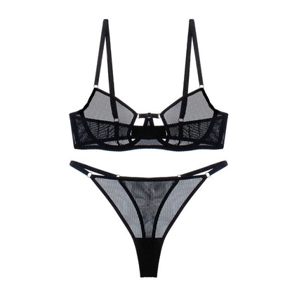Ultra-thin See-through Strap French Underwear Female Bra Set