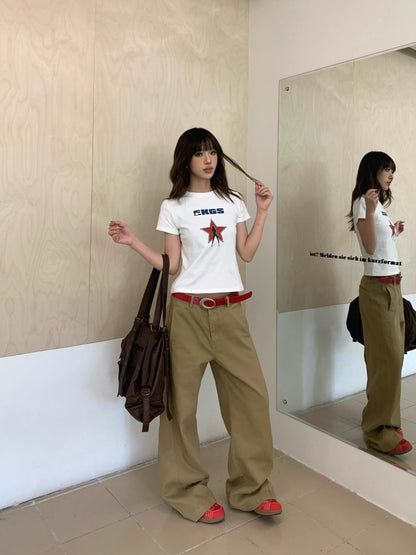 XINGX Printed Short-sleeved T-shirt Women's Short Top