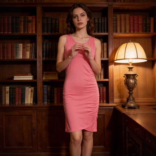 Ruffled Nightdress With A Round Neck Trendy Casual Hip-hugging Skirt